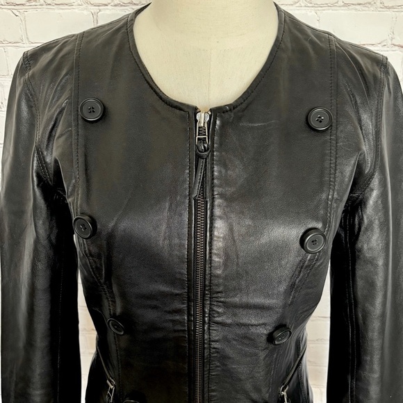 BOD & CHRISTENSEN Ariel Black Long Sleeve Genuine Leather Biker Jacket--M - Picture 3 of 16